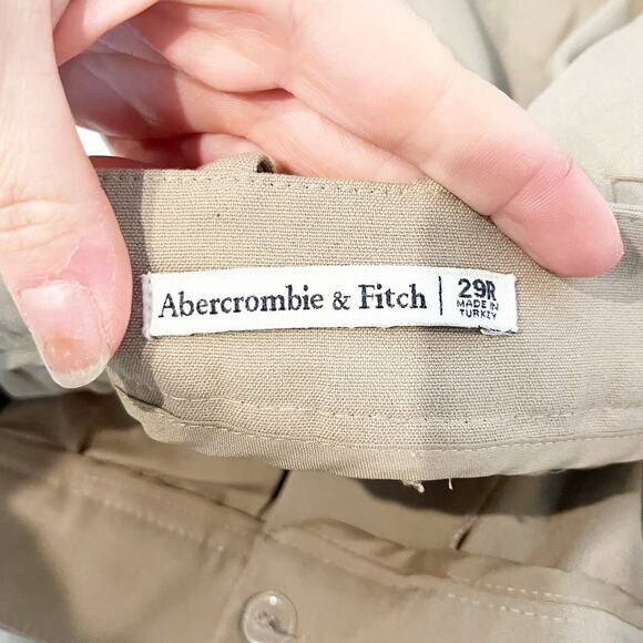 Abercrombie High Rise Sloane Trouser Tailored Wide Leg Pants Khaki Tan 29 - Picture 3 of 4